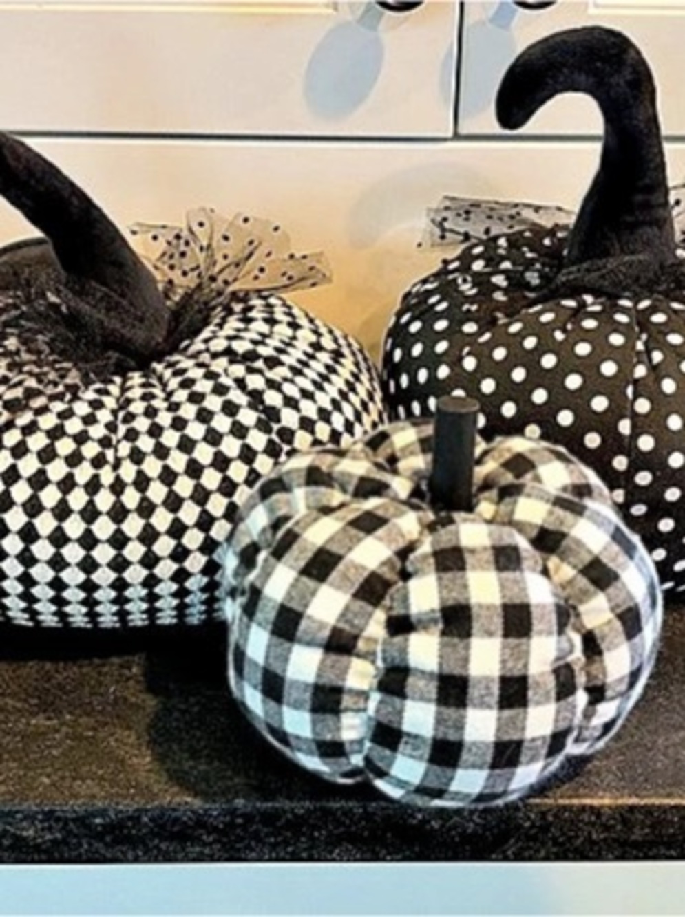 Black & White Fabric Pumpkin Decor